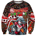 Merry Christmas Dolphins Sweatshirt Aboriginal Santa Rugby Mascot - Redcliffe