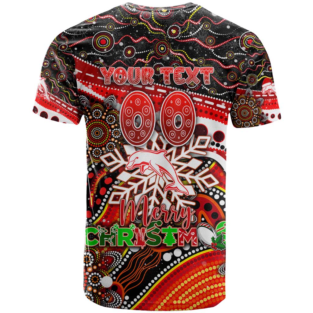 Merry Christmas Dolphins T Shirt Aboriginal Santa Rugby Mascot - Redcliffe