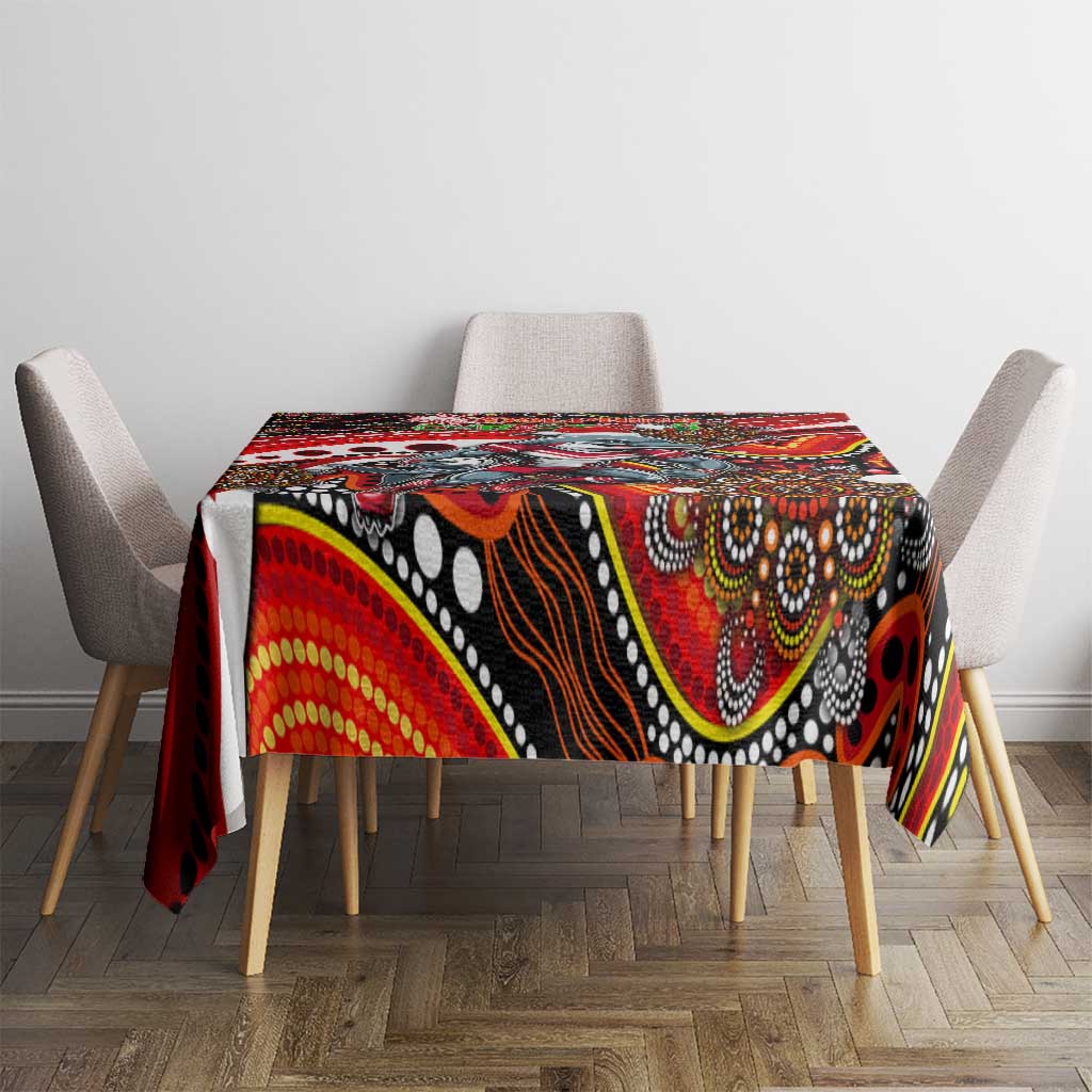 Merry Christmas Dolphins Tablecloth Aboriginal Santa Rugby Mascot - Redcliffe