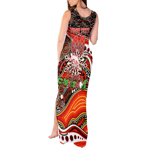 Merry Christmas Dolphins Tank Maxi Dress Aboriginal Santa Rugby Mascot - Redcliffe