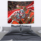 Merry Christmas Dolphins Tapestry Aboriginal Santa Rugby Mascot - Redcliffe