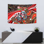Merry Christmas Dolphins Tapestry Aboriginal Santa Rugby Mascot - Redcliffe