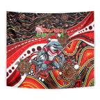Merry Christmas Dolphins Tapestry Aboriginal Santa Rugby Mascot - Redcliffe