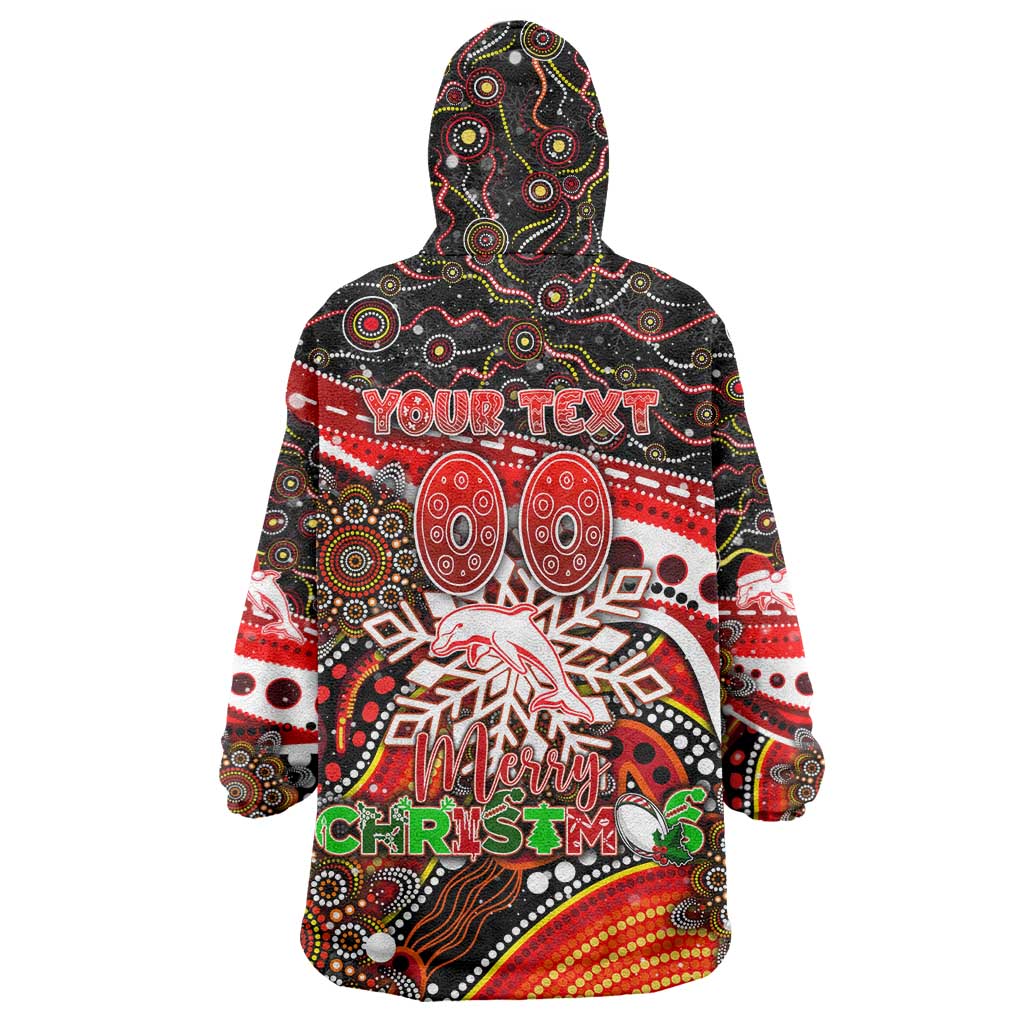 Merry Christmas Dolphins Wearable Blanket Hoodie Aboriginal Santa Rugby Mascot - Redcliffe