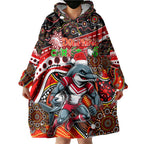 Merry Christmas Dolphins Wearable Blanket Hoodie Aboriginal Santa Rugby Mascot - Redcliffe