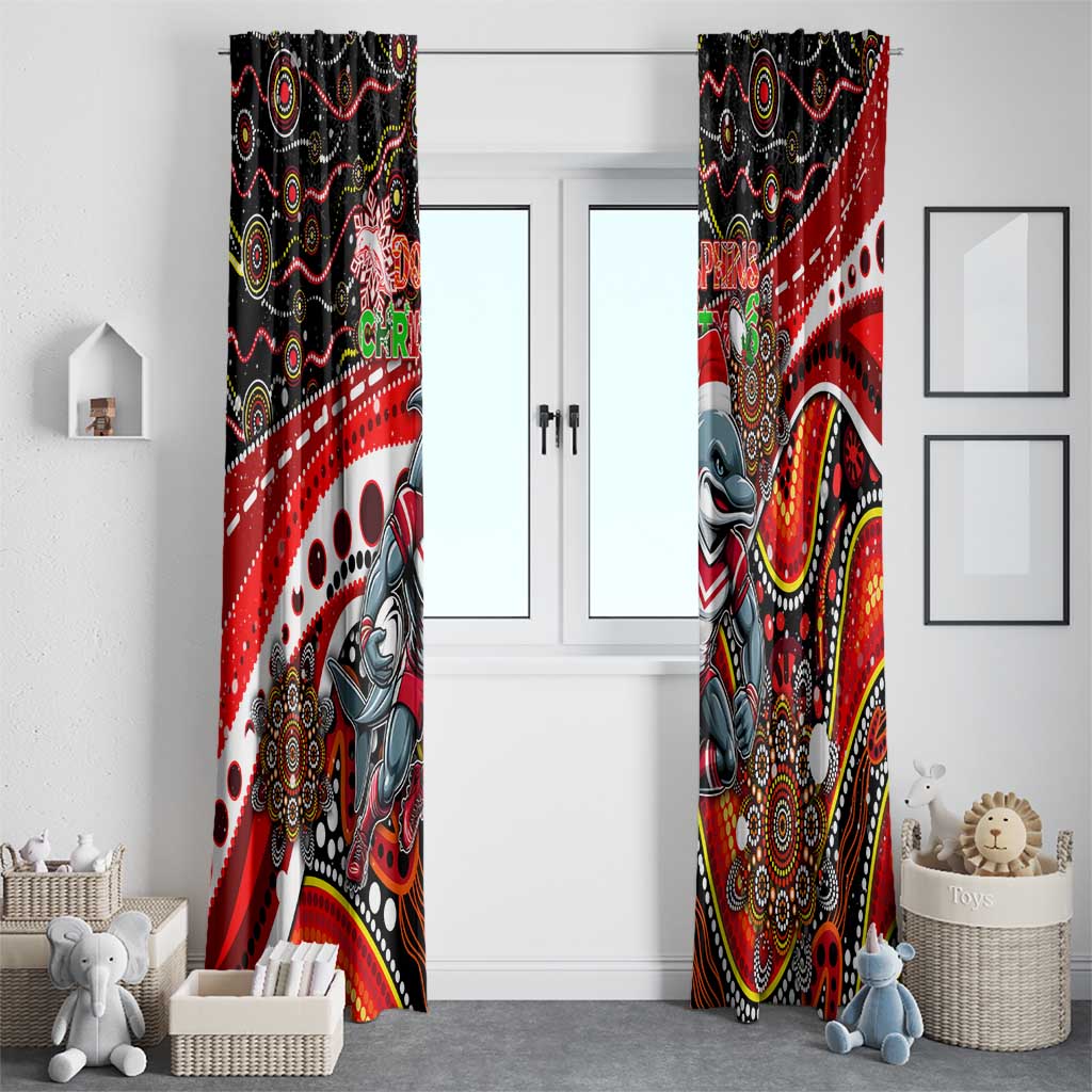 Merry Christmas Dolphins Window Curtain Aboriginal Santa Rugby Mascot - Redcliffe