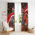 Merry Christmas Dolphins Window Curtain Aboriginal Santa Rugby Mascot - Redcliffe