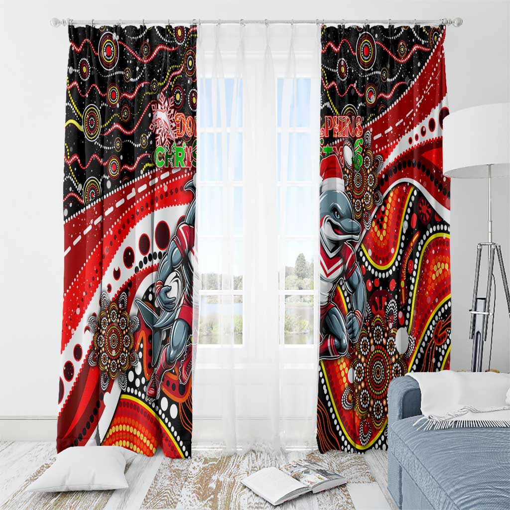 Merry Christmas Dolphins Window Curtain Aboriginal Santa Rugby Mascot - Redcliffe