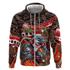 Merry Christmas Dolphins Zip Hoodie Aboriginal Santa Rugby Mascot - Redcliffe