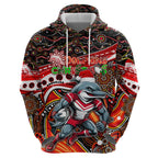Merry Christmas Dolphins Zip Hoodie Aboriginal Santa Rugby Mascot - Redcliffe