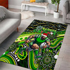 Merry Christmas Raiders Area Rug Aboriginal Santa Rugby Mascot - Canberra