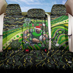Merry Christmas Raiders Back Car Seat Cover Aboriginal Santa Rugby Mascot - Canberra