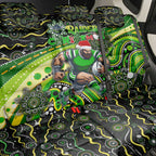 Merry Christmas Raiders Back Car Seat Cover Aboriginal Santa Rugby Mascot - Canberra