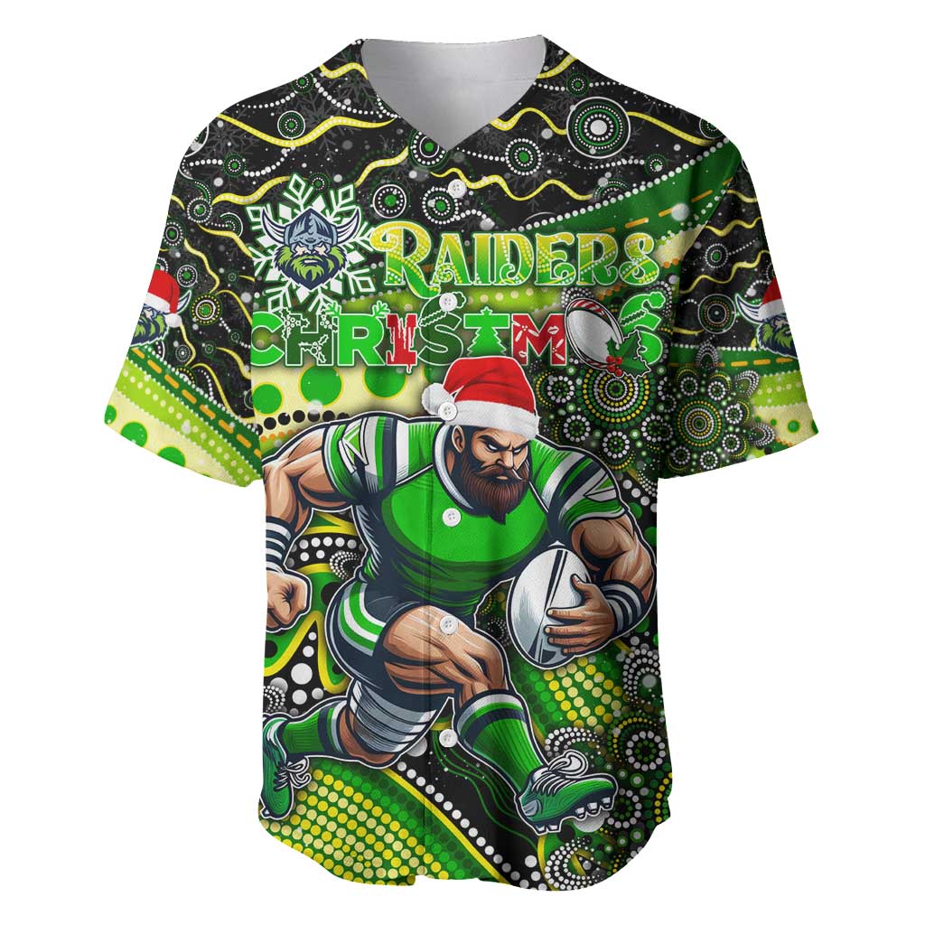 Merry Christmas Raiders Baseball Jersey Aboriginal Santa Rugby Mascot - Canberra