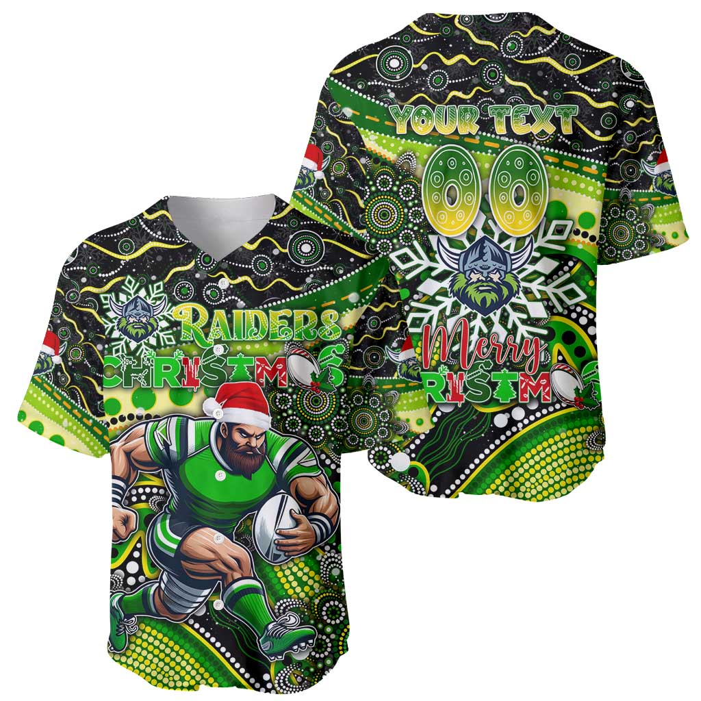 Merry Christmas Raiders Baseball Jersey Aboriginal Santa Rugby Mascot - Canberra