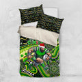 Merry Christmas Raiders Bedding Set Aboriginal Santa Rugby Mascot - Canberra