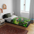 Merry Christmas Raiders Bedding Set Aboriginal Santa Rugby Mascot - Canberra