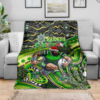 Merry Christmas Raiders Blanket Aboriginal Santa Rugby Mascot - Canberra