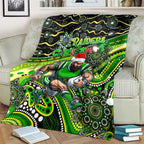 Merry Christmas Raiders Blanket Aboriginal Santa Rugby Mascot - Canberra
