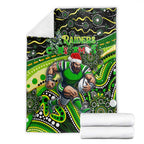 Merry Christmas Raiders Blanket Aboriginal Santa Rugby Mascot - Canberra