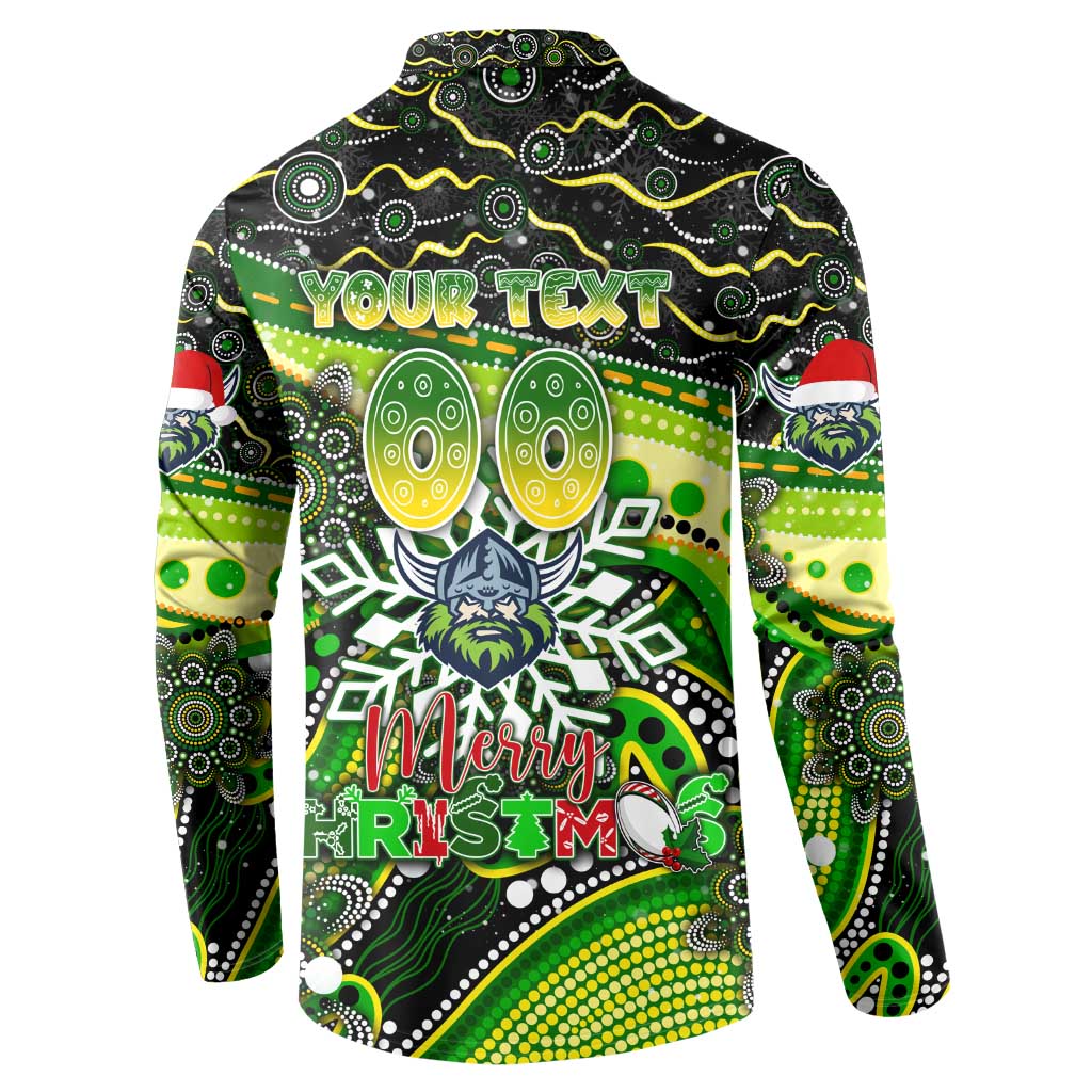 Merry Christmas Raiders Button Sweatshirt Aboriginal Santa Rugby Mascot - Canberra