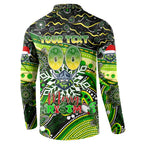 Merry Christmas Raiders Button Sweatshirt Aboriginal Santa Rugby Mascot - Canberra