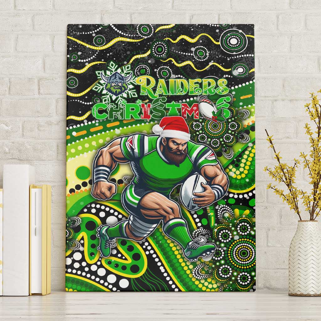 Merry Christmas Raiders Canvas Wall Art Aboriginal Santa Rugby Mascot - Canberra