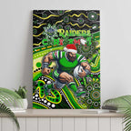 Merry Christmas Raiders Canvas Wall Art Aboriginal Santa Rugby Mascot - Canberra