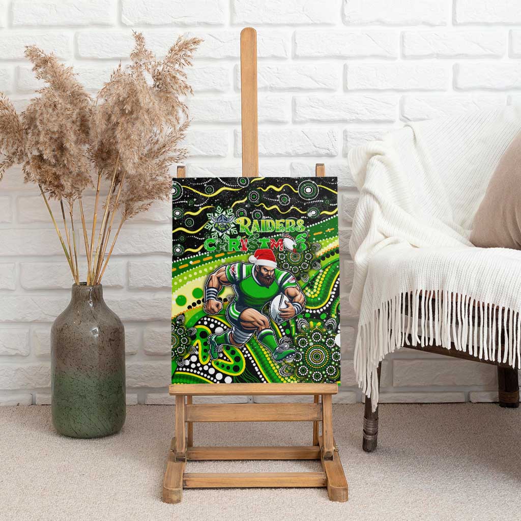 Merry Christmas Raiders Canvas Wall Art Aboriginal Santa Rugby Mascot - Canberra