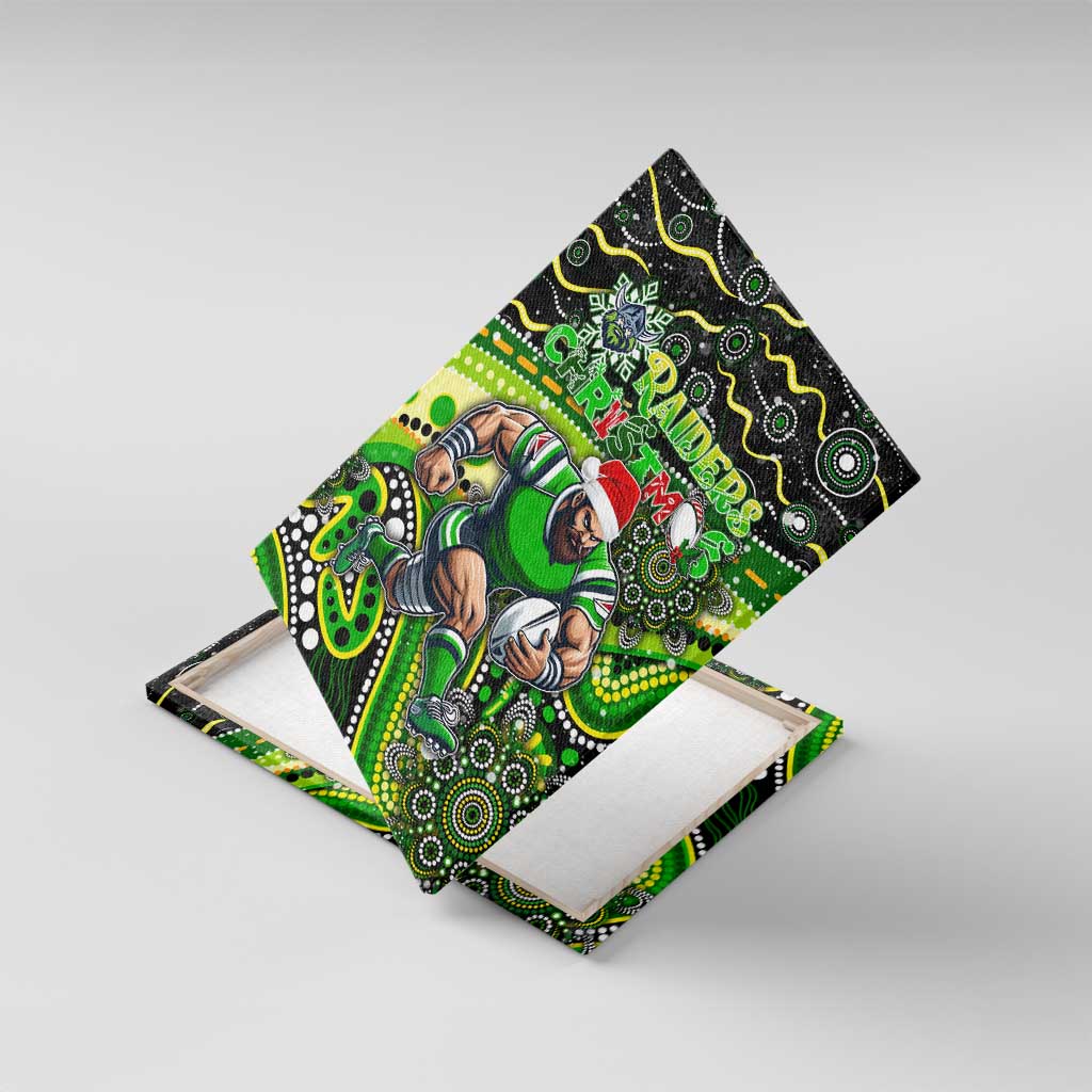 Merry Christmas Raiders Canvas Wall Art Aboriginal Santa Rugby Mascot - Canberra