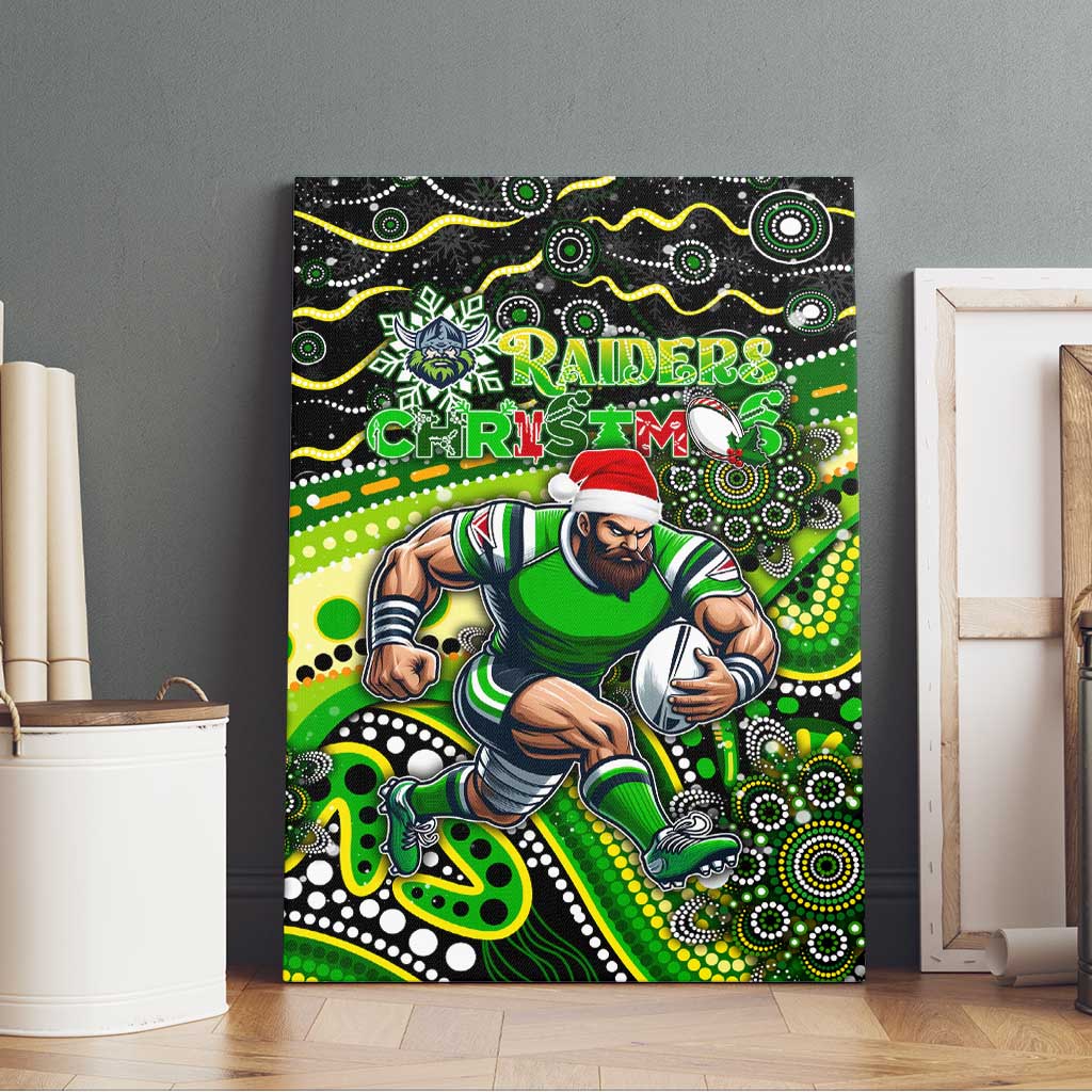Merry Christmas Raiders Canvas Wall Art Aboriginal Santa Rugby Mascot - Canberra