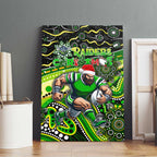 Merry Christmas Raiders Canvas Wall Art Aboriginal Santa Rugby Mascot - Canberra