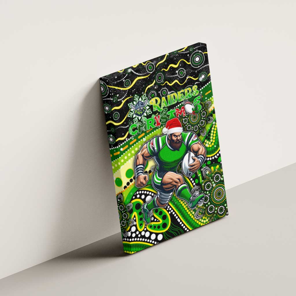 Merry Christmas Raiders Canvas Wall Art Aboriginal Santa Rugby Mascot - Canberra