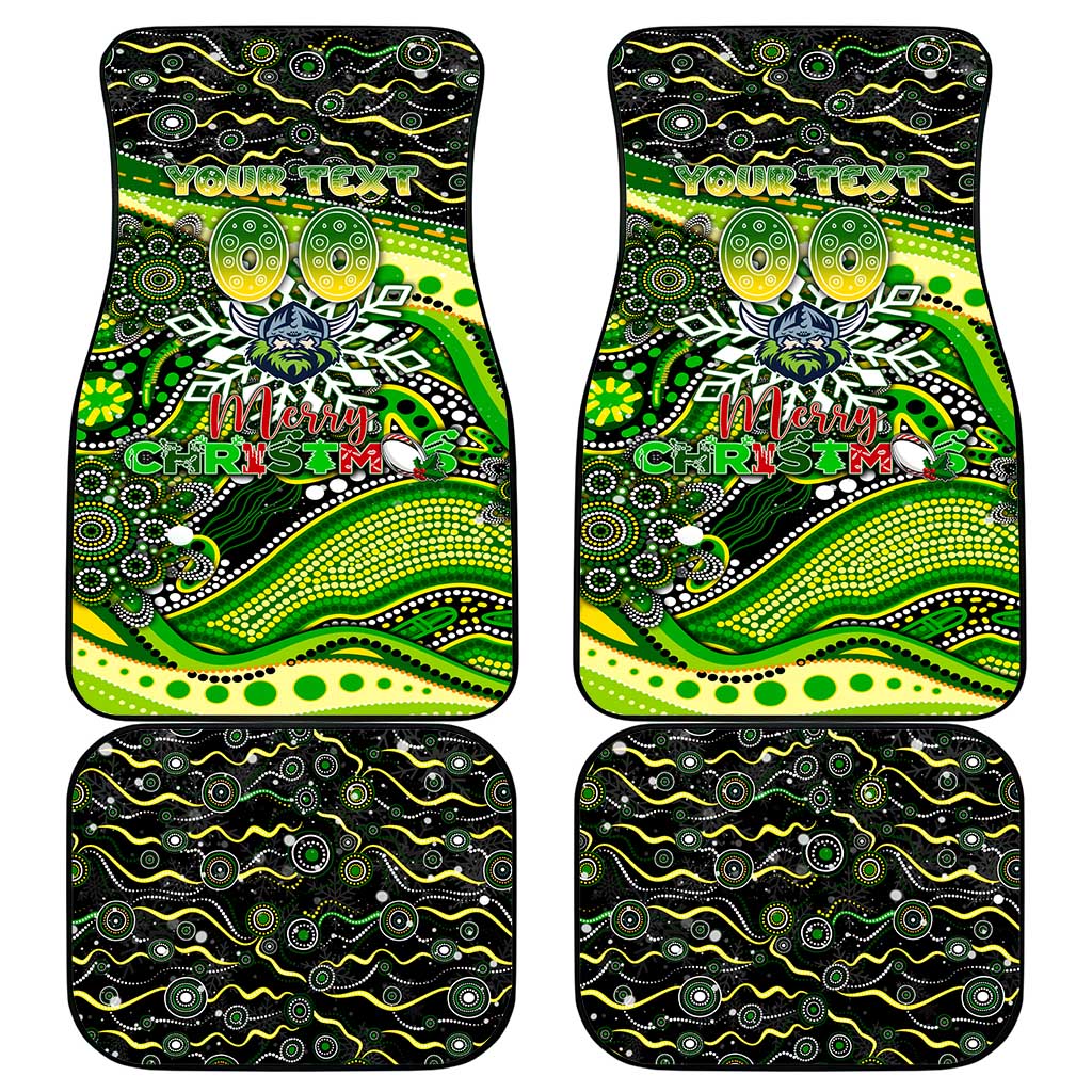 Merry Christmas Raiders Car Mats Aboriginal Santa Rugby Mascot - Canberra