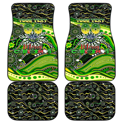 Merry Christmas Raiders Car Mats Aboriginal Santa Rugby Mascot - Canberra