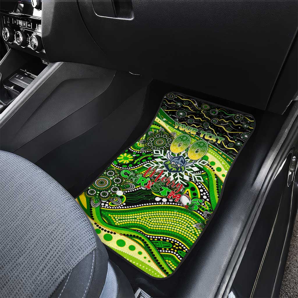 Merry Christmas Raiders Car Mats Aboriginal Santa Rugby Mascot - Canberra