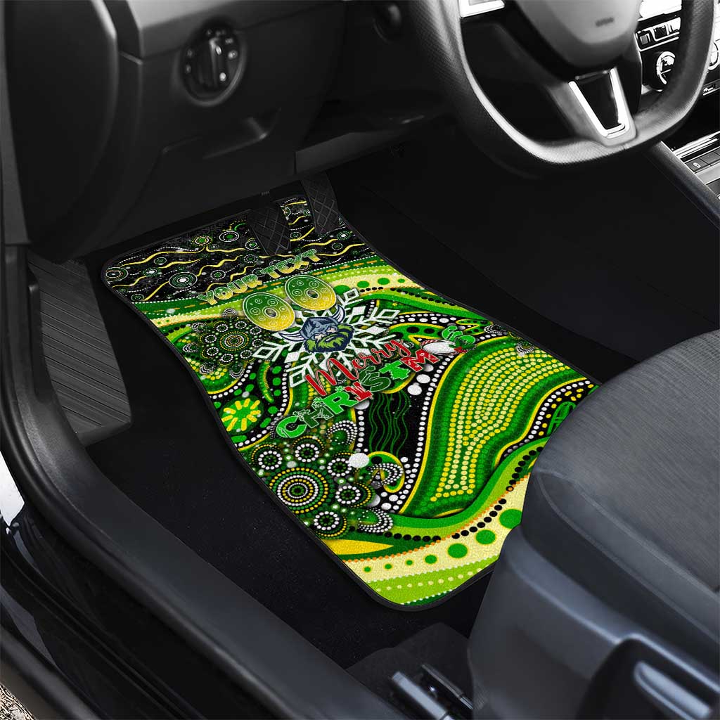 Merry Christmas Raiders Car Mats Aboriginal Santa Rugby Mascot - Canberra
