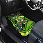 Merry Christmas Raiders Car Mats Aboriginal Santa Rugby Mascot - Canberra