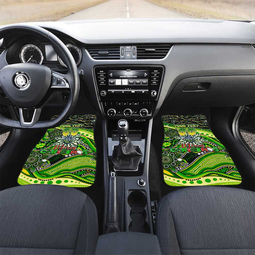 Merry Christmas Raiders Car Mats Aboriginal Santa Rugby Mascot - Canberra