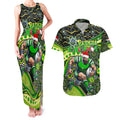 Merry Christmas Raiders Couples Matching Tank Maxi Dress and Hawaiian Shirt Aboriginal Santa Rugby Mascot - Canberra