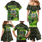 Merry Christmas Raiders Family Matching Mermaid Dress and Hawaiian Shirt Aboriginal Santa Rugby Mascot - Canberra