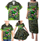 Merry Christmas Raiders Family Matching Puletasi and Hawaiian Shirt Aboriginal Santa Rugby Mascot - Canberra