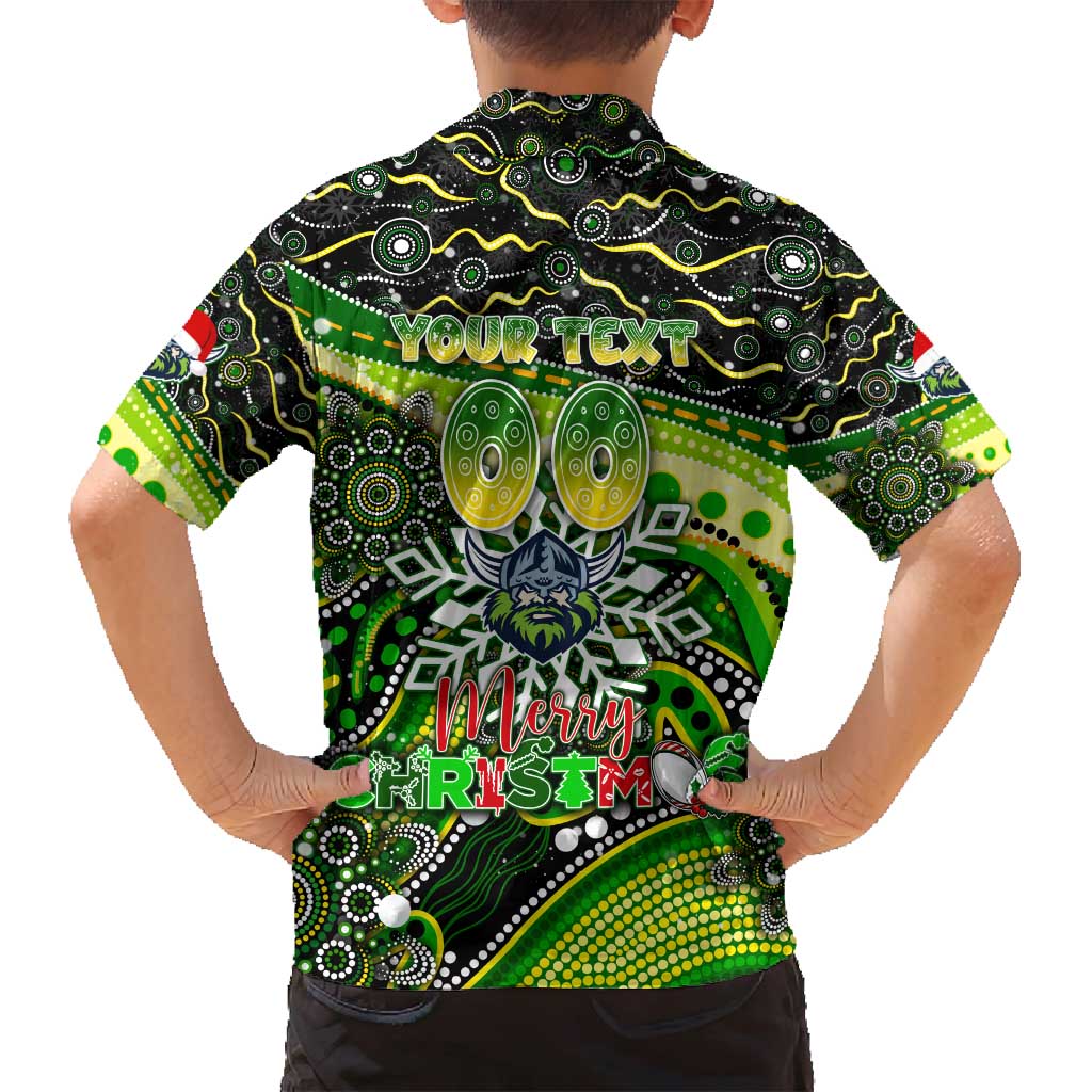 Merry Christmas Raiders Family Matching Puletasi and Hawaiian Shirt Aboriginal Santa Rugby Mascot - Canberra