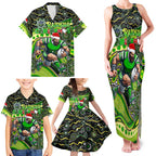 Merry Christmas Raiders Family Matching Tank Maxi Dress and Hawaiian Shirt Aboriginal Santa Rugby Mascot - Canberra