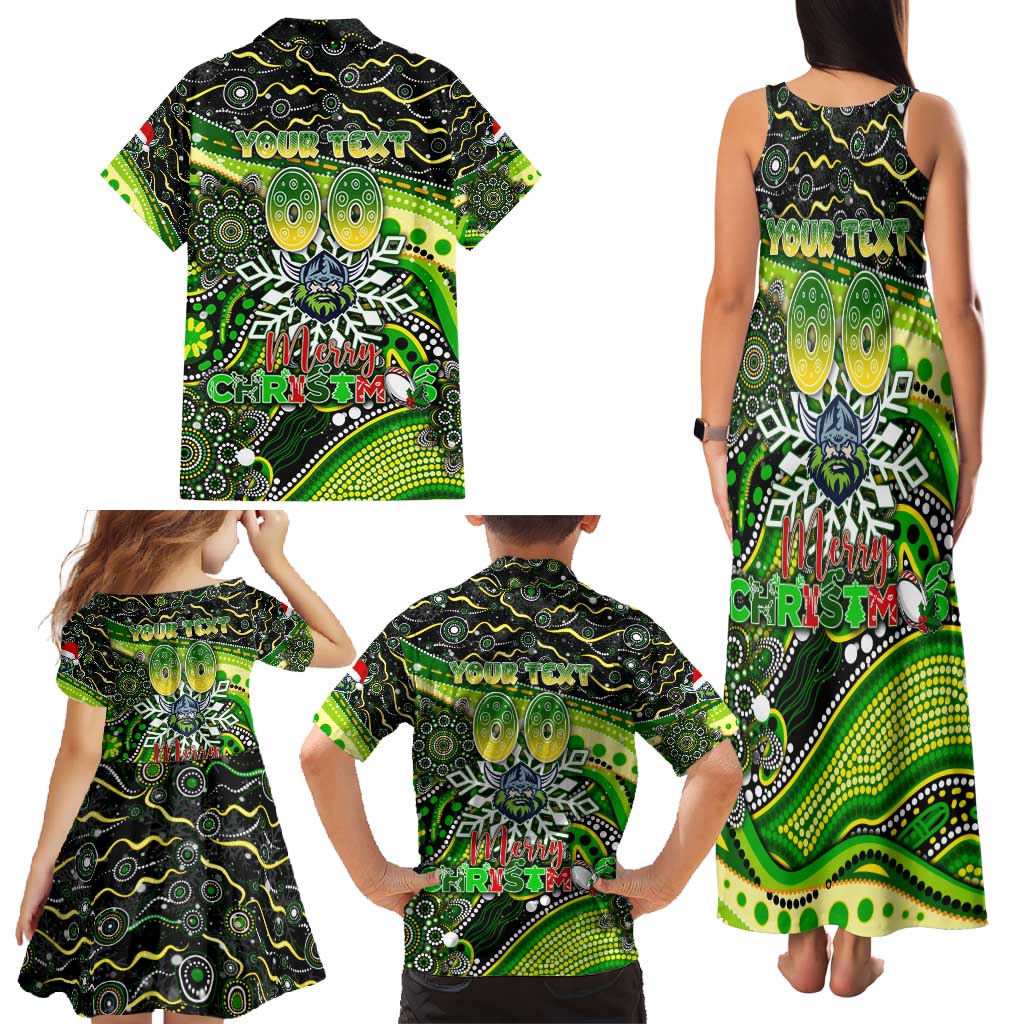 Merry Christmas Raiders Family Matching Tank Maxi Dress and Hawaiian Shirt Aboriginal Santa Rugby Mascot - Canberra