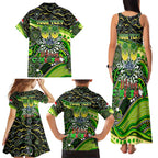 Merry Christmas Raiders Family Matching Tank Maxi Dress and Hawaiian Shirt Aboriginal Santa Rugby Mascot - Canberra