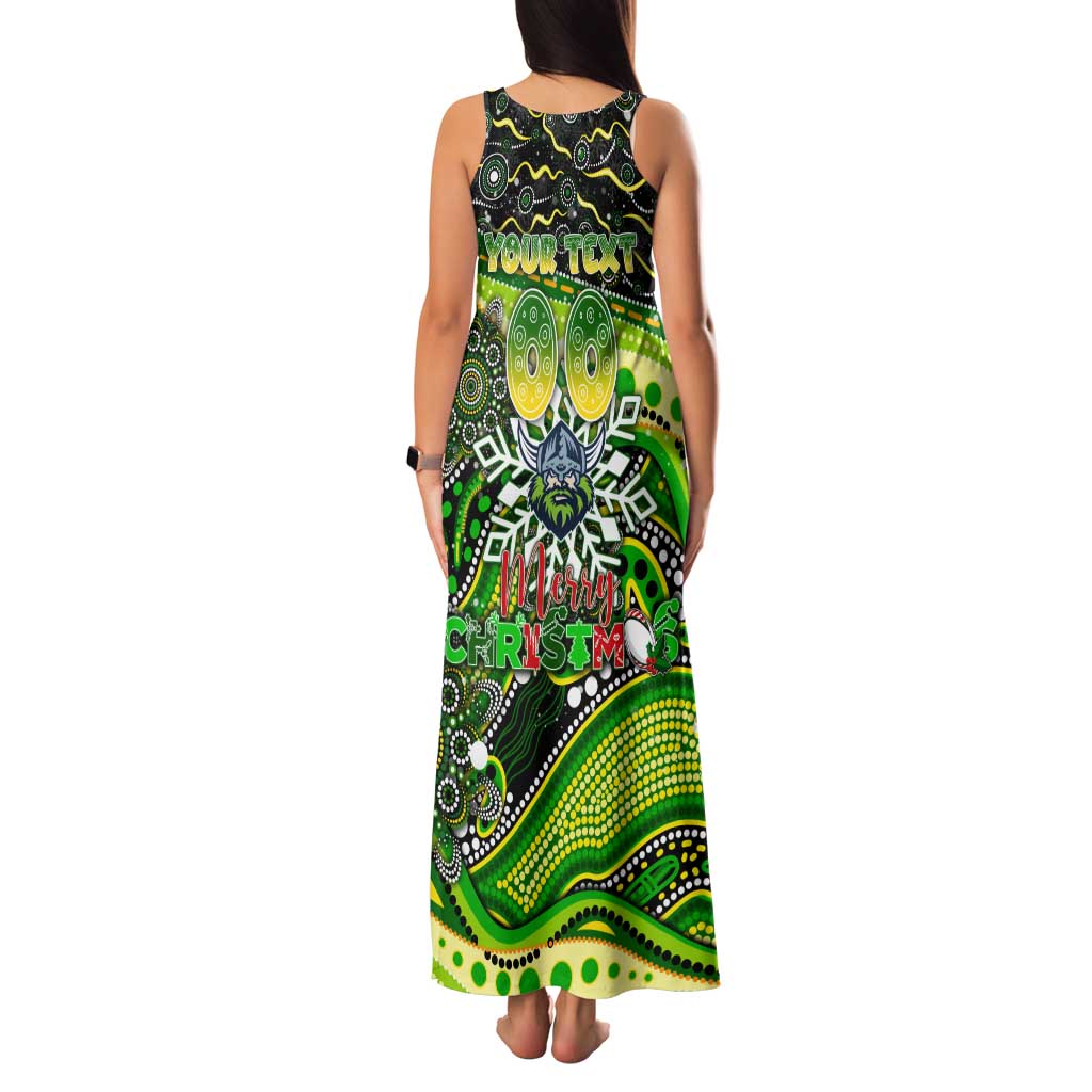 Merry Christmas Raiders Family Matching Tank Maxi Dress and Hawaiian Shirt Aboriginal Santa Rugby Mascot - Canberra