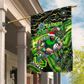 Merry Christmas Raiders Garden Flag Aboriginal Santa Rugby Mascot - Canberra