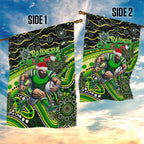 Merry Christmas Raiders Garden Flag Aboriginal Santa Rugby Mascot - Canberra