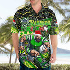 Merry Christmas Raiders Hawaiian Shirt Aboriginal Santa Rugby Mascot - Canberra